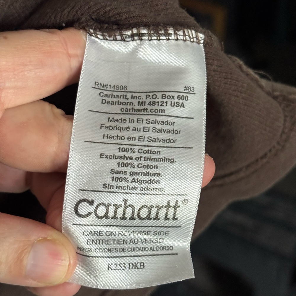 EUCCarhartt Men’s Brown Logo Crewneck Waffle top size XL - Picture 6 of 8
